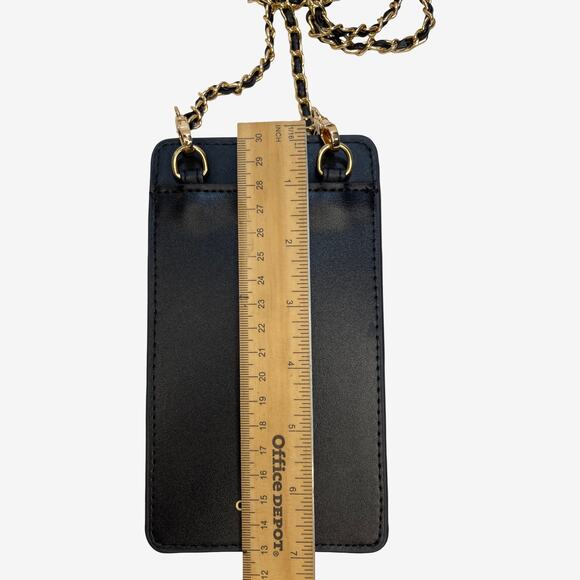 Coco Crush Style Black Phone Holder Crossbody With Chain Two Card Slots New - Picture 10 of 14